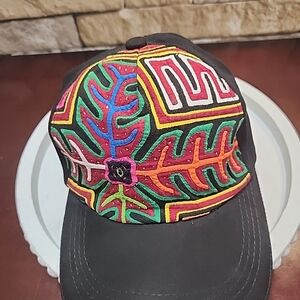 Vintage Kuna (Guna)Mola Appliqué Baseball Cap Panama Indigenous Textile 1980-90s